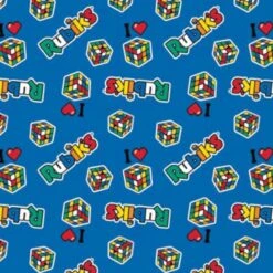 100% Brushed Cotton Winceyette Flannel Camelot Fabric I Love Rubiks Cubes