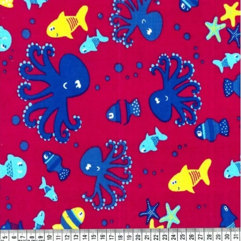100% Cotton Corduroy Fabric Under The Sea Life Octopus Fish Starfish Water Cord 3 100% Cotton Corduroy Fabric Under The Sea Life Octopus Fish Starfish Water Cord