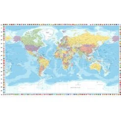 100% Cotton Digital Fabric Rose & Hubble World Map Panel 150cm Wide