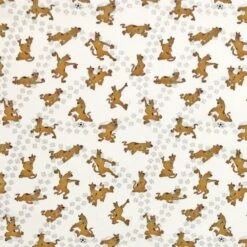 100% Cotton Digital Fabric Scooby Doo Playing & Dancing Paw Print Dog