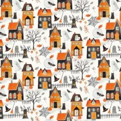 100% Cotton Digital Fabric Timeless Treasures Boo Halloween Haunted 112cm Wide