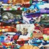 100% Cotton Digital Fabric Timeless Treasures Cats On Quilts Kitten