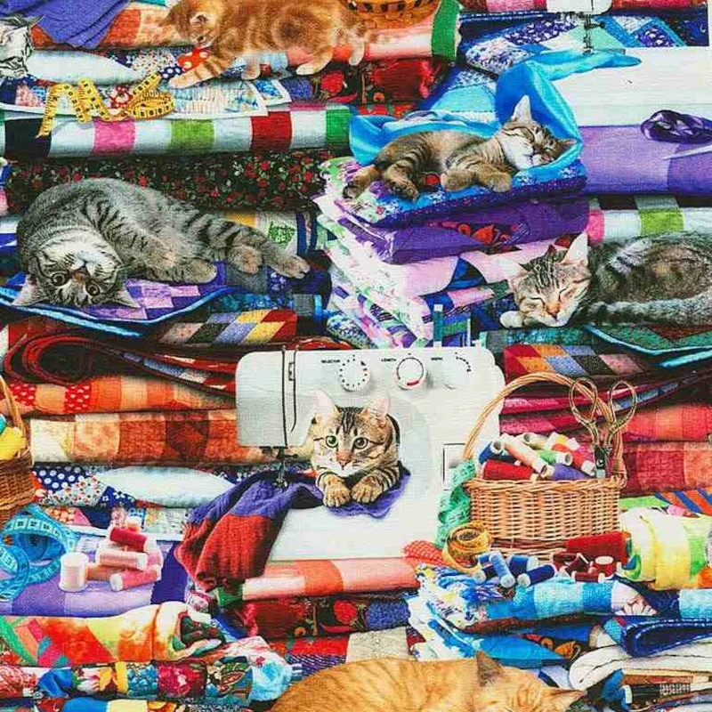 100% Cotton Digital Fabric Timeless Treasures Cats On Quilts Kitten 3 100% Cotton Digital Fabric Timeless Treasures Cats On Quilts Kitten