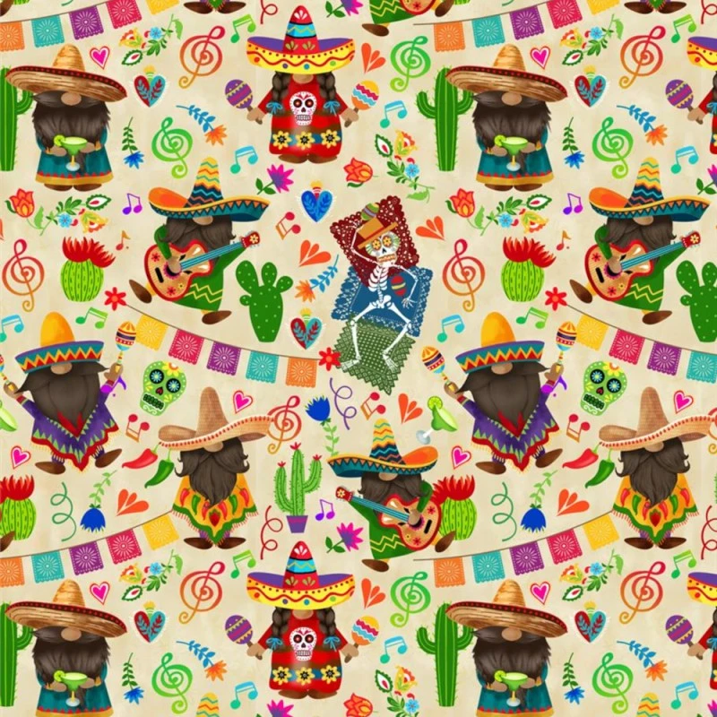 100% Cotton Digital Fabric Timeless Treasures Fun Celebration Gnomes 112cm Wide 3 100% Cotton Digital Fabric Timeless Treasures Fun Celebration Gnomes 112cm Wide