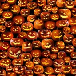 100% Cotton Digital Fabric Timeless Treasures Halloween Packed Jack O'Lanterns
