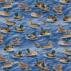 100% Cotton Digital Fabric Timeless Treasures Mallard Ducks Blue 112cm Wide