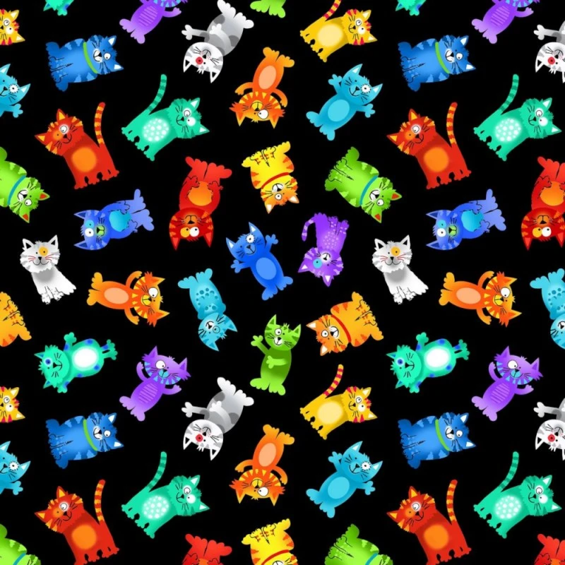 100% Cotton Digital Fabric Timeless Treasures Tossed Rainbow Cats 112cm Wide 3 100% Cotton Digital Fabric Timeless Treasures Tossed Rainbow Cats 112cm Wide
