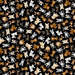 100% Cotton Digital Fabric Timeless Treasures Tossed Small Dogs Puppy 112cm Wide