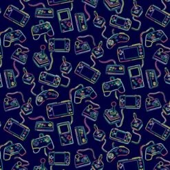100% Cotton Digital Fabric Timeless Treasures Video Game Controllers 112cm Wide