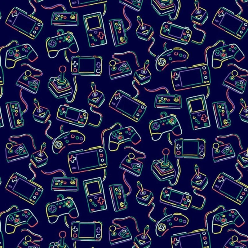 100% Cotton Digital Fabric Timeless Treasures Video Game Controllers 112cm Wide 3 100% Cotton Digital Fabric Timeless Treasures Video Game Controllers 112cm Wide