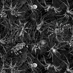 100% Cotton Digital Fabric Timeless Treasures Wicked Spiders On Webs Halloween