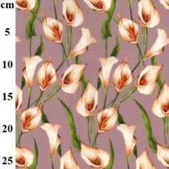100% Cotton Digital Lawn Fabric Calla Lilly Flowers 145cm Wide Dress Dressmaking