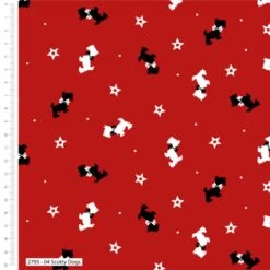 100% Cotton Fabric A Christmas Wish Scottie Dogs Tossed Stars Festive Xmas