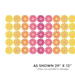 100% Cotton Fabric Benartex Chalk Garden Daisy Ombre Stripe Eastgate 112cm Wide