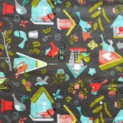 100% Cotton Fabric Camelot Fabrics Retro Birds Animals Wildlife Flowers