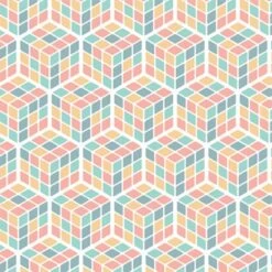 100% Cotton Fabric Camelot Fabrics Rubik's Cube Pastel Shapes Geometric Squares