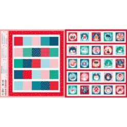 100% Cotton Fabric Dashwood Studio Merry & Bright Advent Calendar 60cm X 112cm