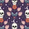 100% Cotton Fabric Dashwood Studio Spellbound Halloween Skull Floral 112cm Wide -OHSEWCRAFTY 100 cotton fabric dashwood studio spellbound halloween skull floral 112cm wide