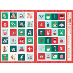 100% Cotton Fabric Dashwood Studio Wonderful Xmas Advent Calendar 80cm X 112cm