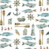 100% Cotton Fabric Dear Stella Nautical Fish Fishing Sailing Boat -OHSEWCRAFTY 100 cotton fabric dear stella anchors nautical sailing anchor ocean sea 1