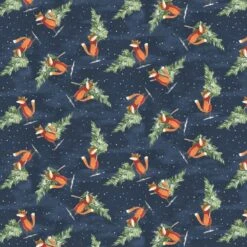 100% Cotton Fabric Dear Stella Fox Foxes Woodland Animals Christmas Xmas
