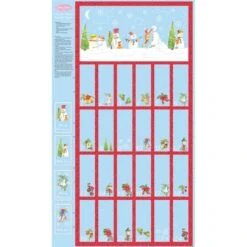 100% Cotton Fabric Debbie Shore Christmas Traditions Advent Panel Snowman Snow