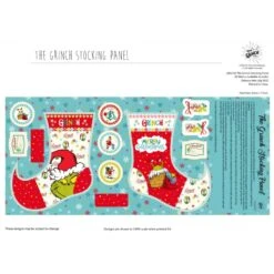 100% Cotton Fabric Grinch Christmas Dr Seuss Panel