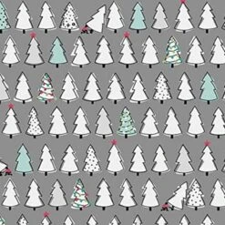 100% Cotton Fabric Ink & Arrow Christmas Trees Xmas Festive Mingle Jingle