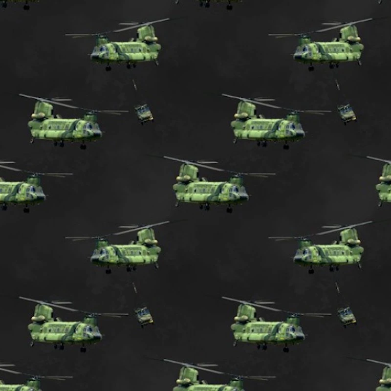 100% Cotton Fabric Kennard & Kennard Battlezone Airforce Helicopters Chinook 3 100% Cotton Fabric Kennard & Kennard Battlezone Airforce Helicopters Chinook