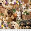 100% Cotton Fabric Kennard & Kennard Furry Fun Dogs Flower Basket 112cm Wide -OHSEWCRAFTY 100 cotton fabric kennard kennard furry fun dogs flower basket 112cm wide