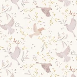 100% Cotton Fabric Lewis & Irene Meadow Call Birds In Flight Floral Dainty