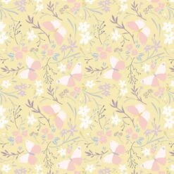 100% Cotton Fabric Lewis & Irene Butterfly Dance Butterflies Floral Flower