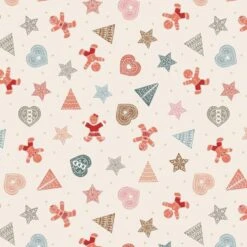 100% Cotton Fabric Lewis & Irene Christmas Gingerbread Shapes Xmas Festive