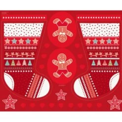 100% Cotton Fabric Lewis & Irene Christmas Gingerbread Stocking Cut Outs Panel