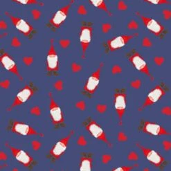 100% Cotton Fabric Lewis & Irene Christmas Tomtens Gnomes Gonks Xmas Hearts