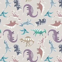 100% Cotton Fabric Lewis & Irene Glow In The Dark Colourful Dinosaur Dinos