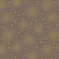 100% Cotton Fabric Lewis & Irene Gold Metallic Starburst Stars Star Fireworks