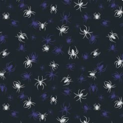 100% Cotton Fabric Lewis & Irene Haunted House Glow In The Dark Spiders