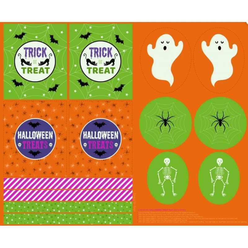 100% Cotton Fabric Lewis & Irene Haunted House Glow In The Dark Treat Bags Panel 3 100% Cotton Fabric Lewis & Irene Haunted House Glow In The Dark Treat Bags Panel