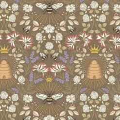 100% Cotton Fabric Lewis & Irene Honey Bee Mirrored Floral Flower Garden