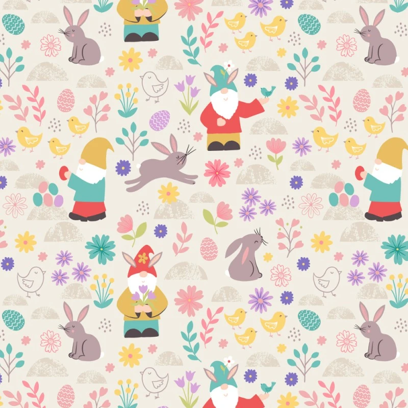 100% Cotton Fabric Lewis & Irene Spring Gnomes Easter Rabbit Bunny Chicks Floral 3 100% Cotton Fabric Lewis & Irene Spring Gnomes Easter Rabbit Bunny Chicks Floral