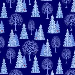 100% Cotton Fabric Lewis & Irene Tomtens Village Festive Christmas Trees Forests