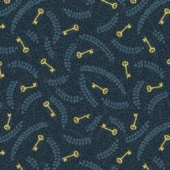 100% Cotton Fabric Lewis & Irene Winter Garden Weaving Vines Gold Metallic Keys