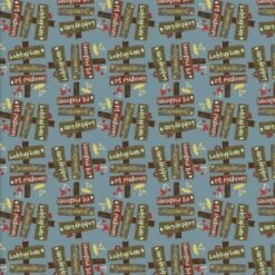 100% Cotton Fabric Light My Way Gnome By Diane Beesley Signs Mushroom 110cm Wide