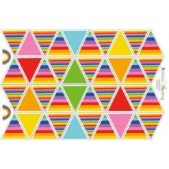 100% Cotton Fabric Little Johnny Bright Rainbow Pride Bunting Panel