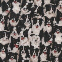100% Cotton Fabric Makower Border Collie Dogs Farm Animals Sheep Dog