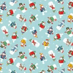 100% Cotton Fabric Makower Christmas Festive Xmas Santa's Helpers Snowmen