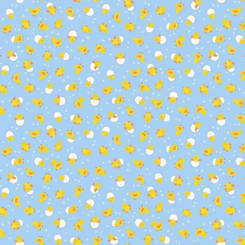 100% Cotton Fabric Makower Hello Spring Cheerful Chicks Eggs Hatched 112cm Wide 3 100% Cotton Fabric Makower Hello Spring Cheerful Chicks Eggs Hatched 112cm Wide