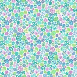 100% Cotton Fabric Makower Hello Spring Eggstravaganza Easter Eggs 112cm Wide