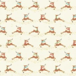 100% Cotton Fabric Makower Merry Christmas Flying Reindeers Xmas Festive